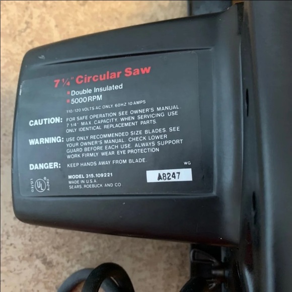 Craftsman 7 1/4” Circular Saw 2 Hp Model 315 109221 - Picture 6 of 11